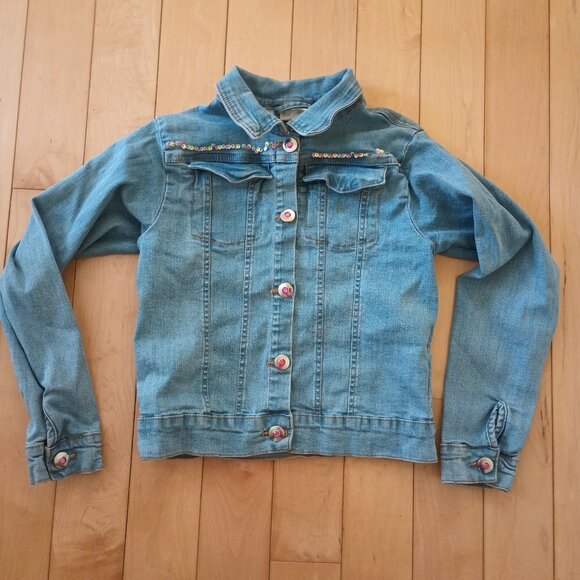 TucTuc jeans jacket with sequins and decorative buttons size 10 - Picture 1 of 4